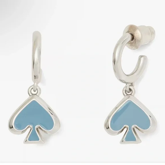 NWT Everyday Spade Enamel Huggies Tiffany Blue & Silver - Picture 1 of 3